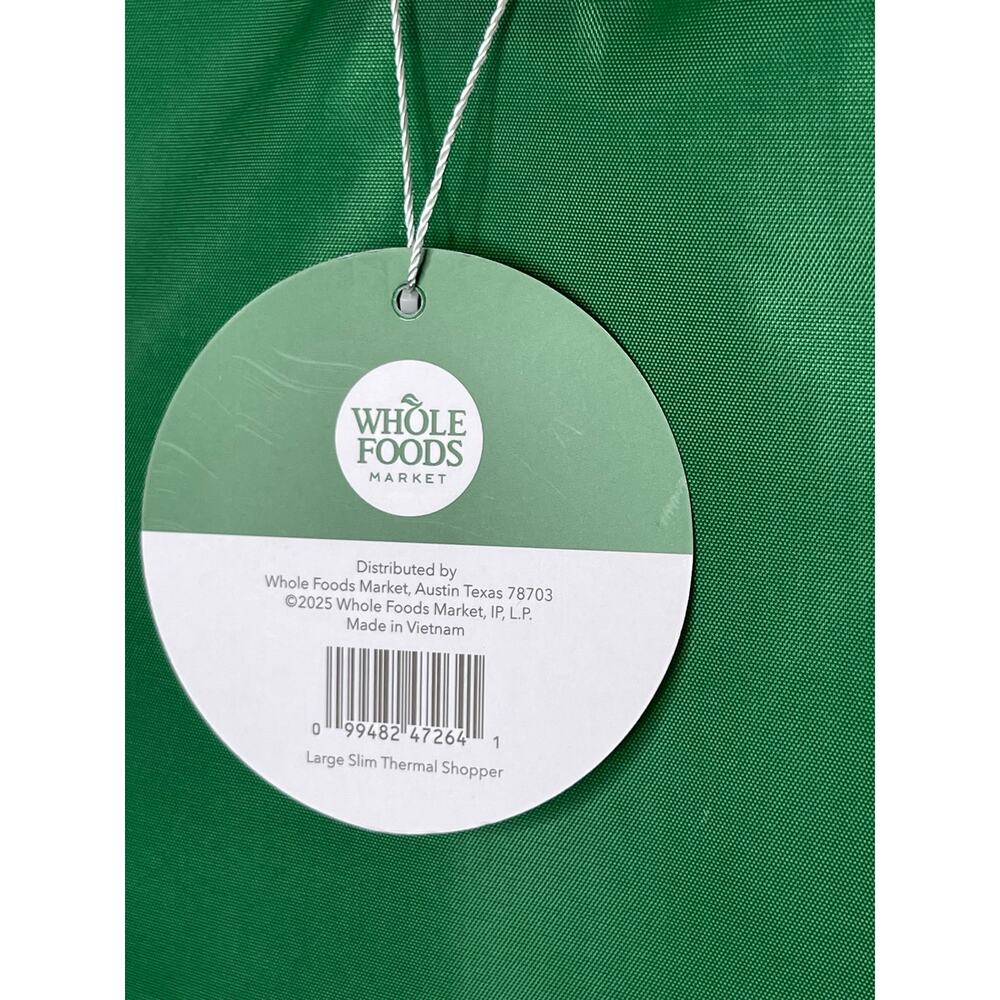 Set of 2! Whole Foods Hot Cold Insulated Cooler Tote Bags, Green Gray White Logo - Picture 8 of 14